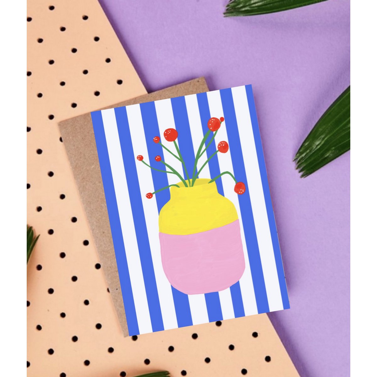 Vaso mio Blue Stripes Postkarte