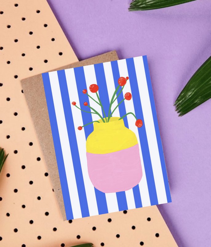 Vaso mio Blue Stripes Postkarte