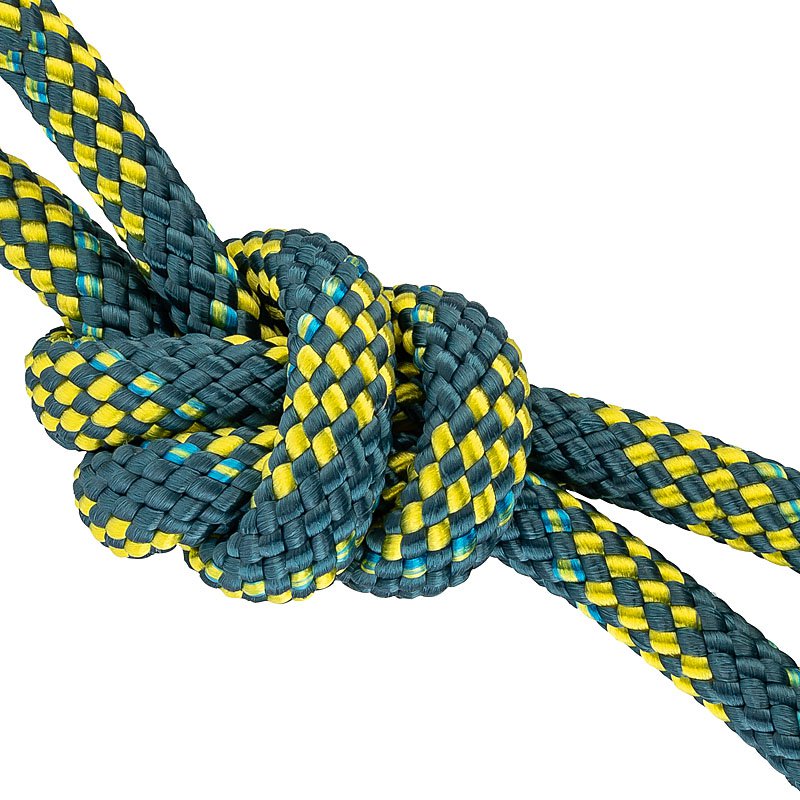 Nudo de llavero, azul-amarillo