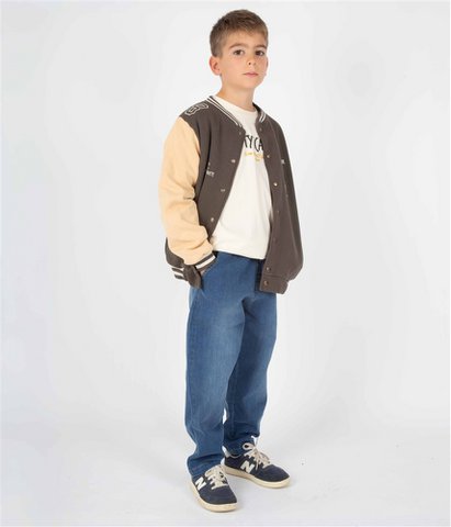 Baggy denim jeans voor jongens, middenwassing