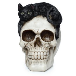 Kranie med sort kat ornament