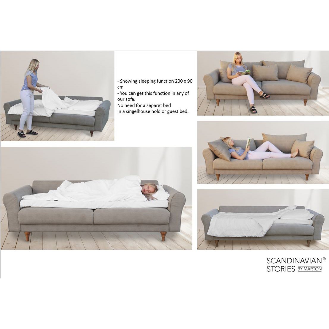 ASTRID 4-zitsbank/slaapbank Corduroy Dusty Blue afneembare en wasbare hoezen