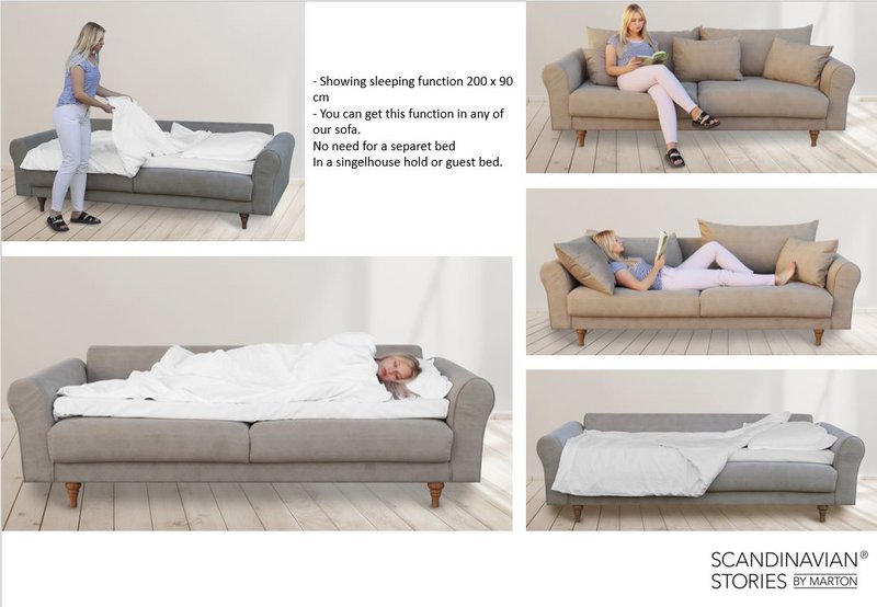 ASTRID 4-zitsbank/slaapbank Corduroy Dusty Blue afneembare en wasbare hoezen