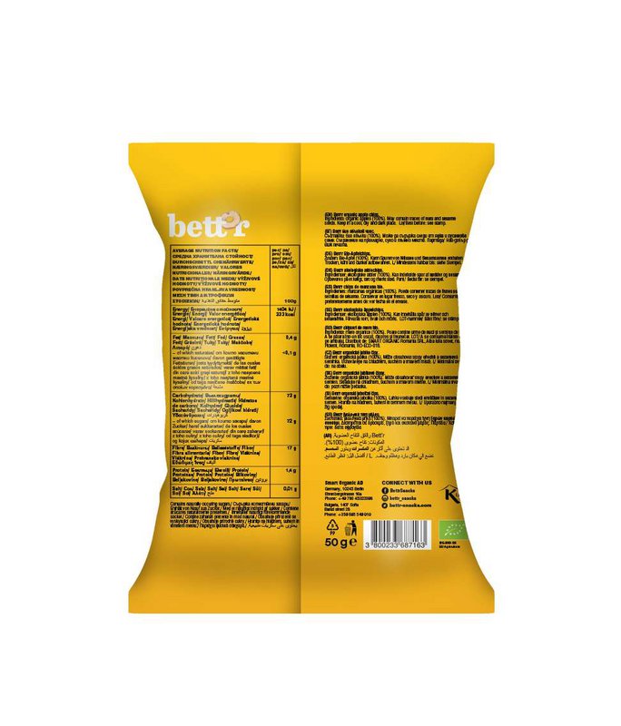 Apple Chips, organic, Bett’r, 50g