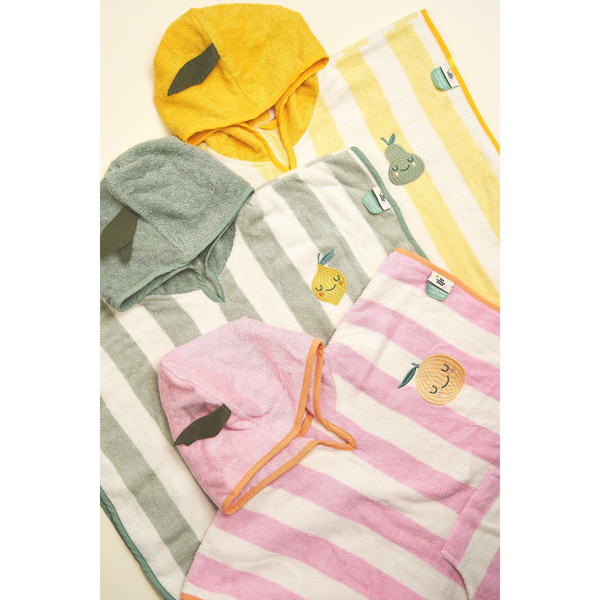 Badstof katoenen kinderponcho met capuchon Lola Lemon