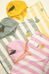 Poncho con cappuccio in spugna di cotone per bambini Lola Lemon