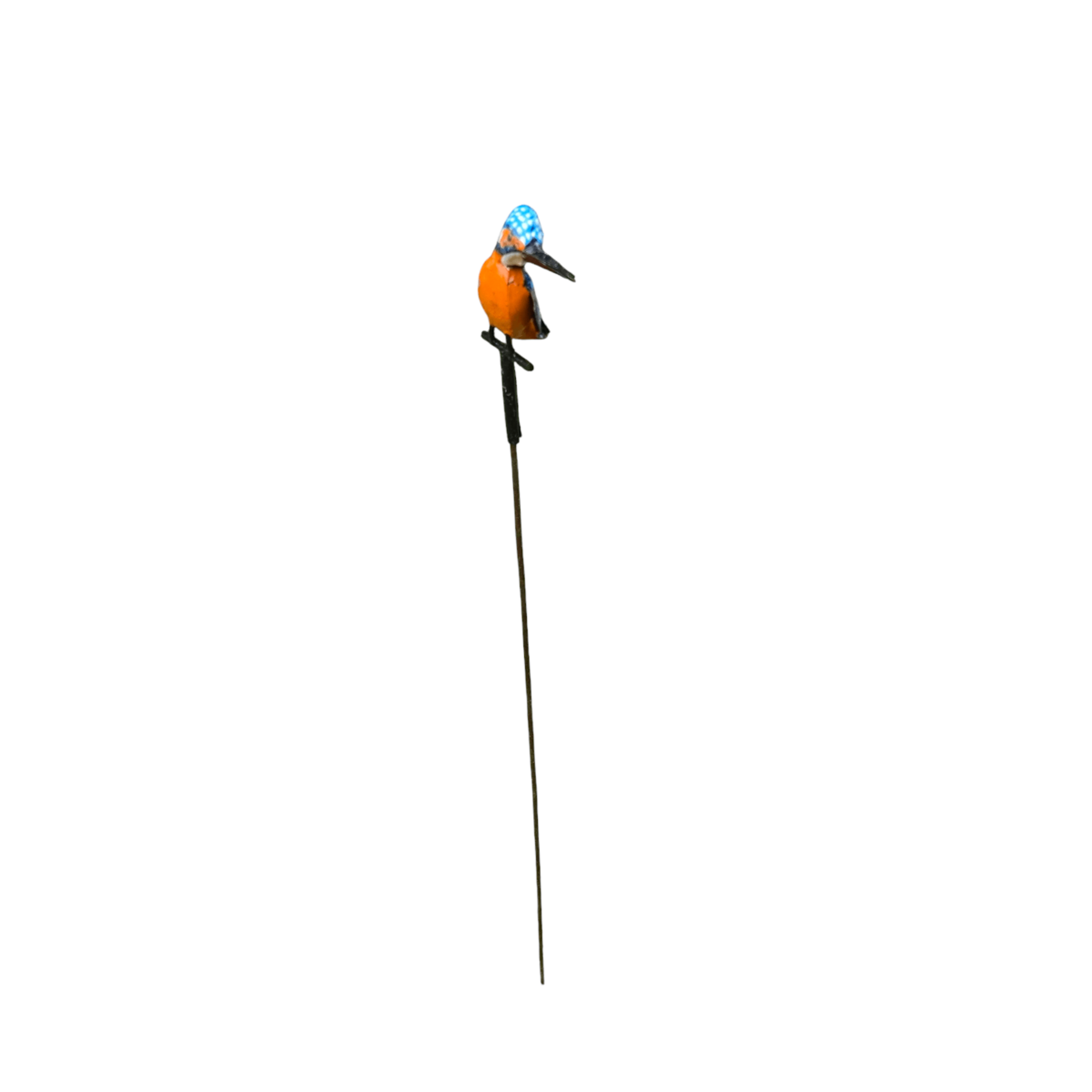 Metal pequeño kingfisher en el palo
