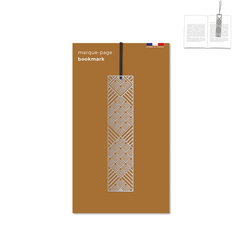 metal bookmark / clip with ribbon - matte diamond