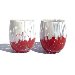 6 große zweifarbige Wassergläser aus mundgeblasenem und handgefertigtem Glas mit Murano-Murrine, Linie „I Colori di Murano“, 435 ml. Hergestellt in Italien