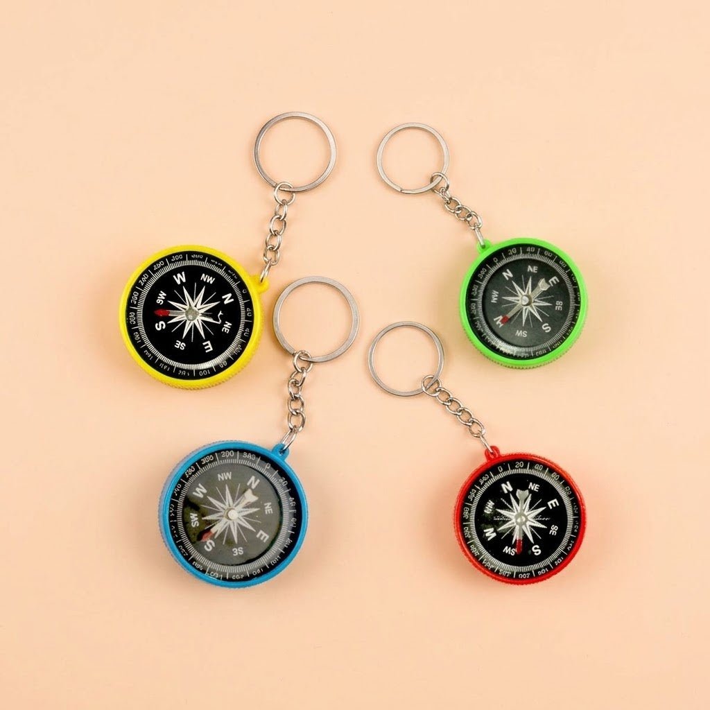 Compass Keychain 4.5 cm Colourful Key Ring