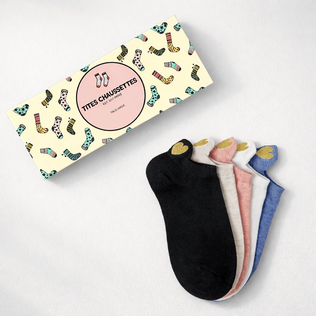 Confezione da 5 calzini da donna con linguetta a cuore dorata I 35-41