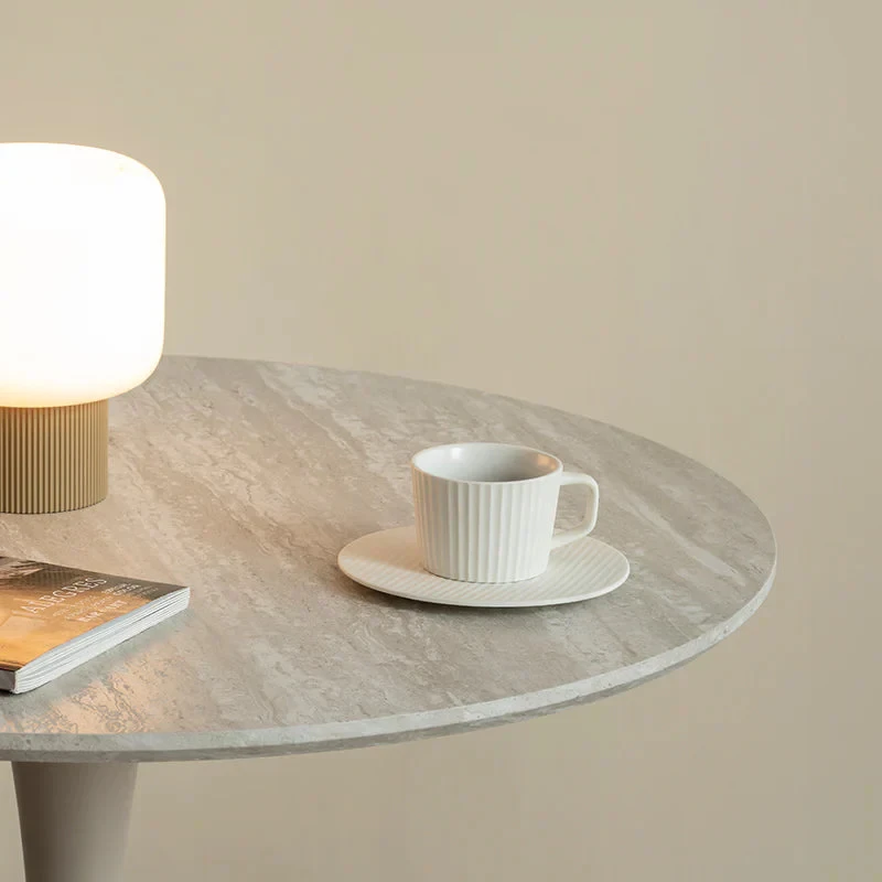 Tiana Round Dining Table [Travertine] [80 cm]