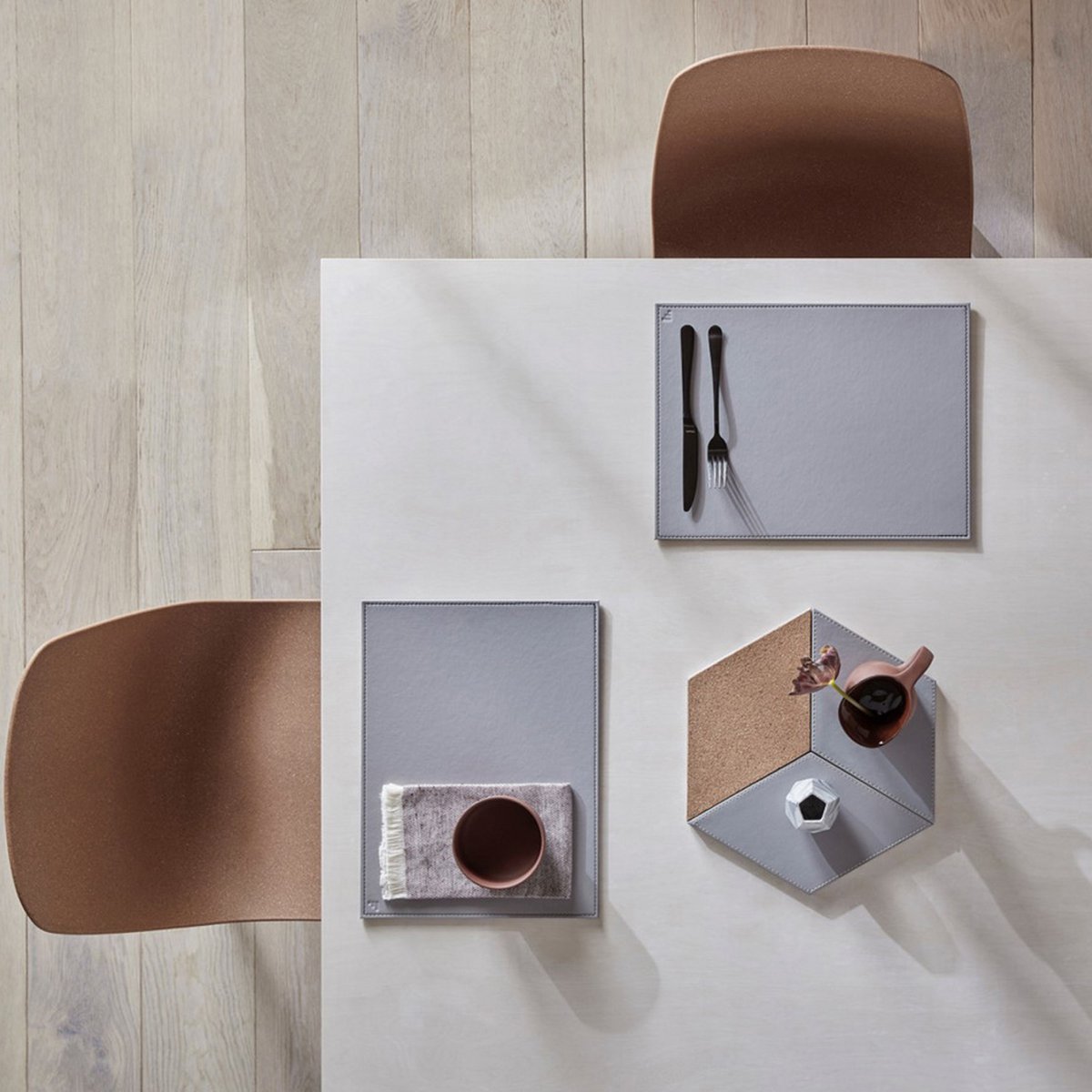 Placemat DUO rechthoekig, grijs/wit