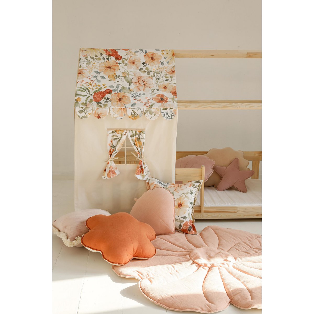 Canopy over bed in the shape of a house "Flower Power", baby crib house, Decoration for girl's room, personalized baby houses