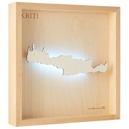 KRETA - MAPA ŚWIETLNA WYSPY Drewnianej 3D (LED)