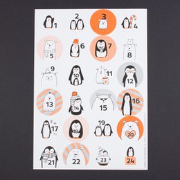 Adesivo calendario dell'avvento orsi polari e pinguini
