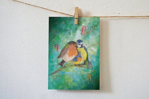 Kaart vogelgezin in het groen