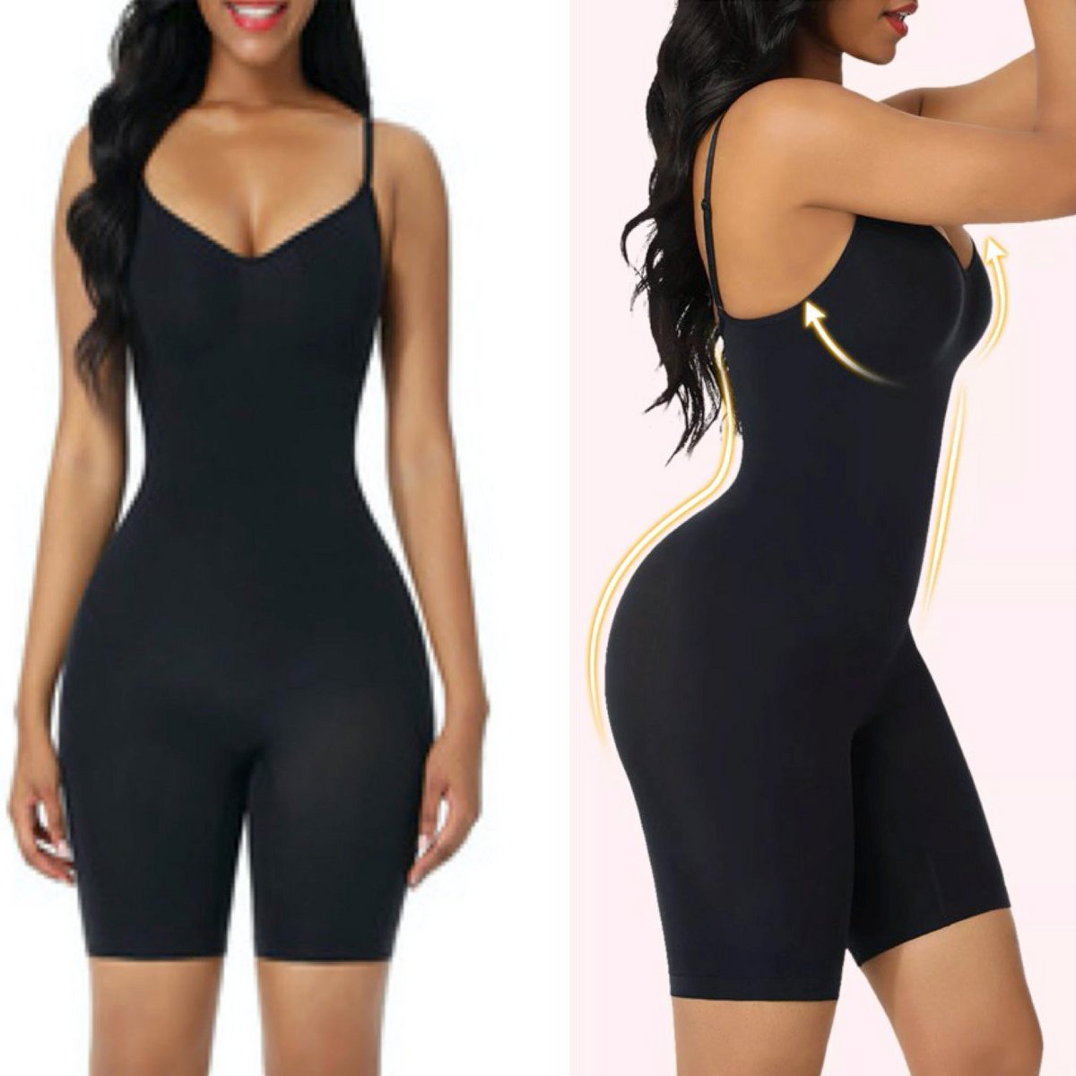 Sculpting Bodysuit Shapewear - Mid Thigh - Black