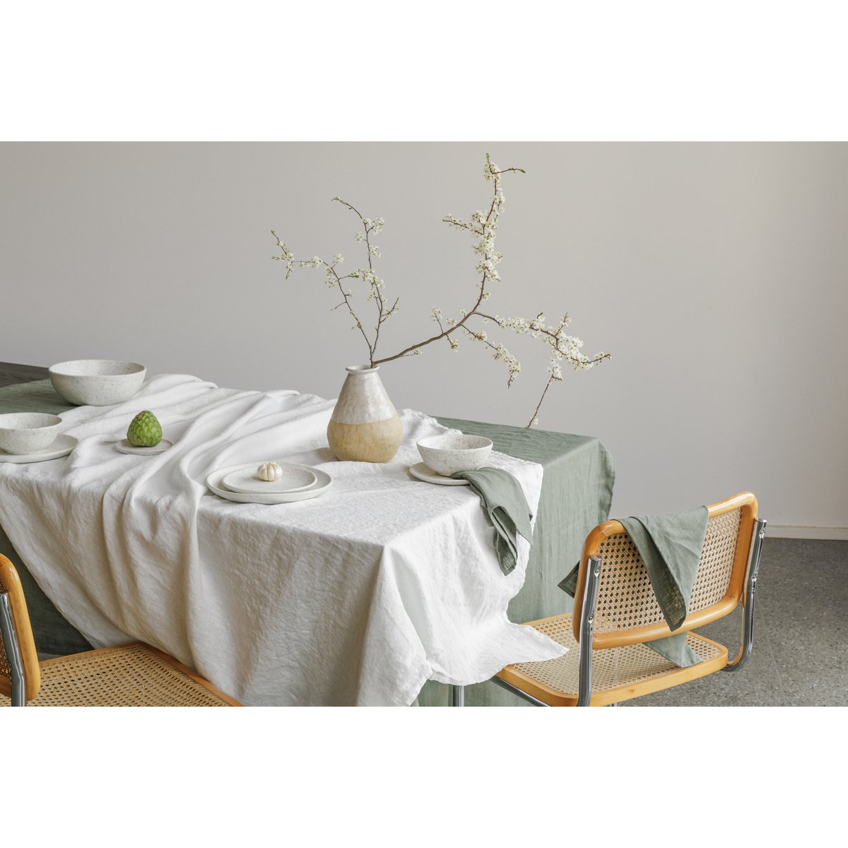 Linnen Tafelkleed Gebroken Wit (250x145 cm)