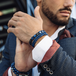 LAPIS LAZULI Armbånd med flad perle til mænd