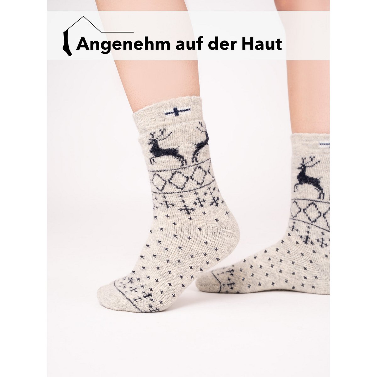 Ein Paar 80% Wollsocken Norwegen Flagge & Norweger Design