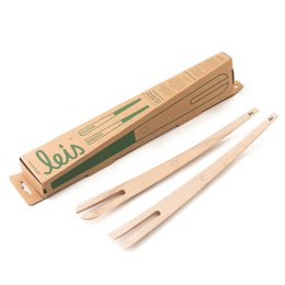 Magnetic wooden salad forks