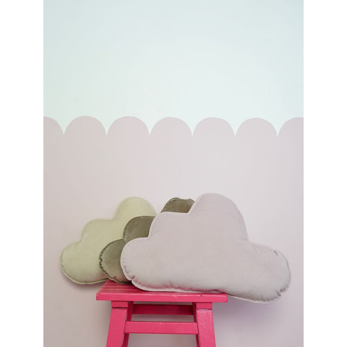 Velvet Cloud Pillow for baby room "Powder pink"