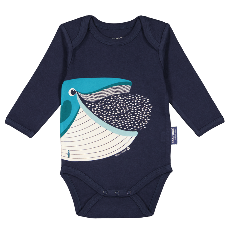Long Sleeve Bodysuit & Bib Set | Organic cotton | Whale | Birth gift