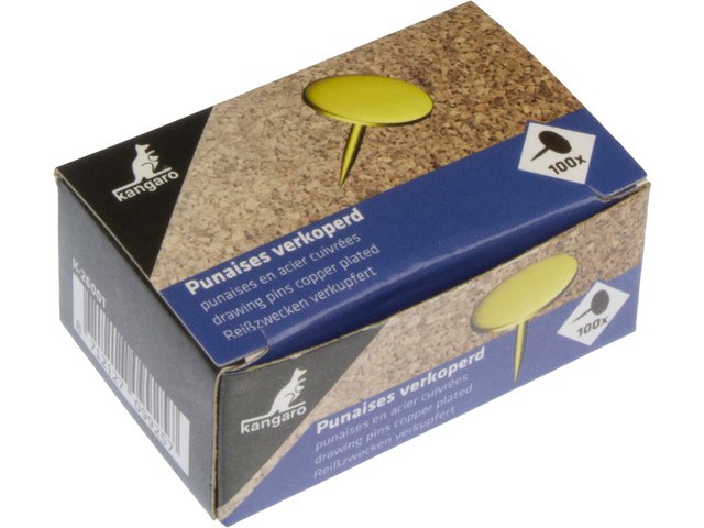 Chinchetas Kangaro bañadas en cobre, 100 piezas en una caja