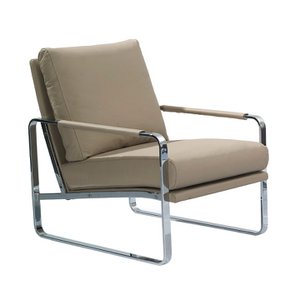 Fauteuil bekleed met kunstleer en verchroomde stalen poten