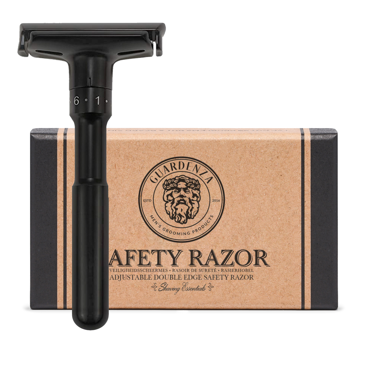 GUARDENZA  VERSTELBARE DOUBLE-EDGE SAFETY RAZOR - MAT ZWART