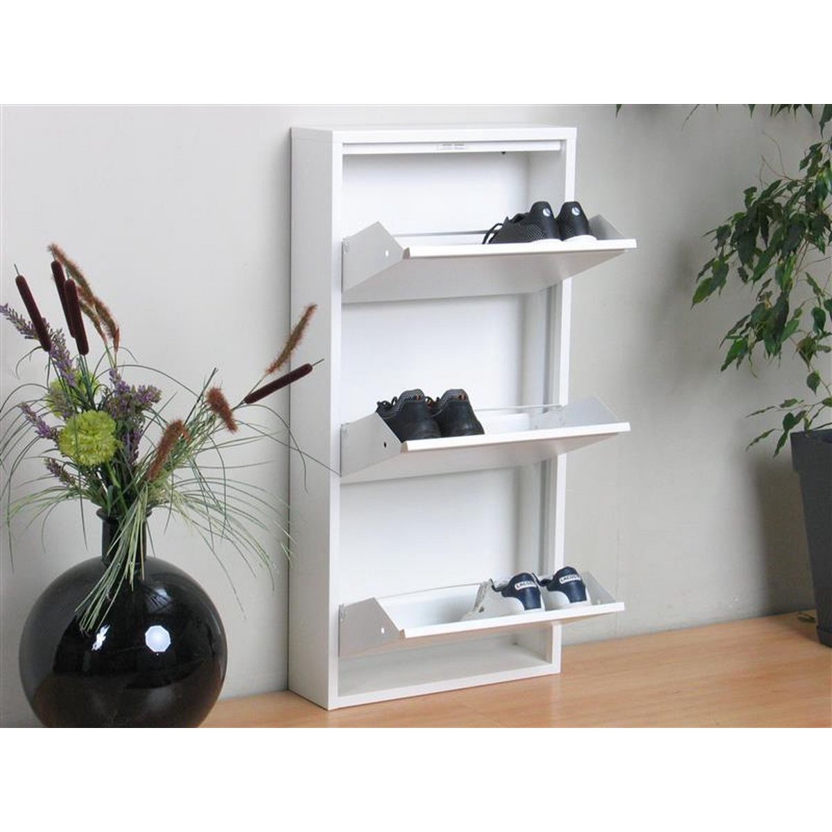Zapatero metálico 3 puertas | Blanco mate