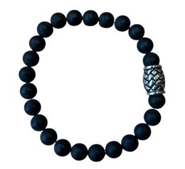 Men's bracelet Onyx 8 mm matt with braid bead