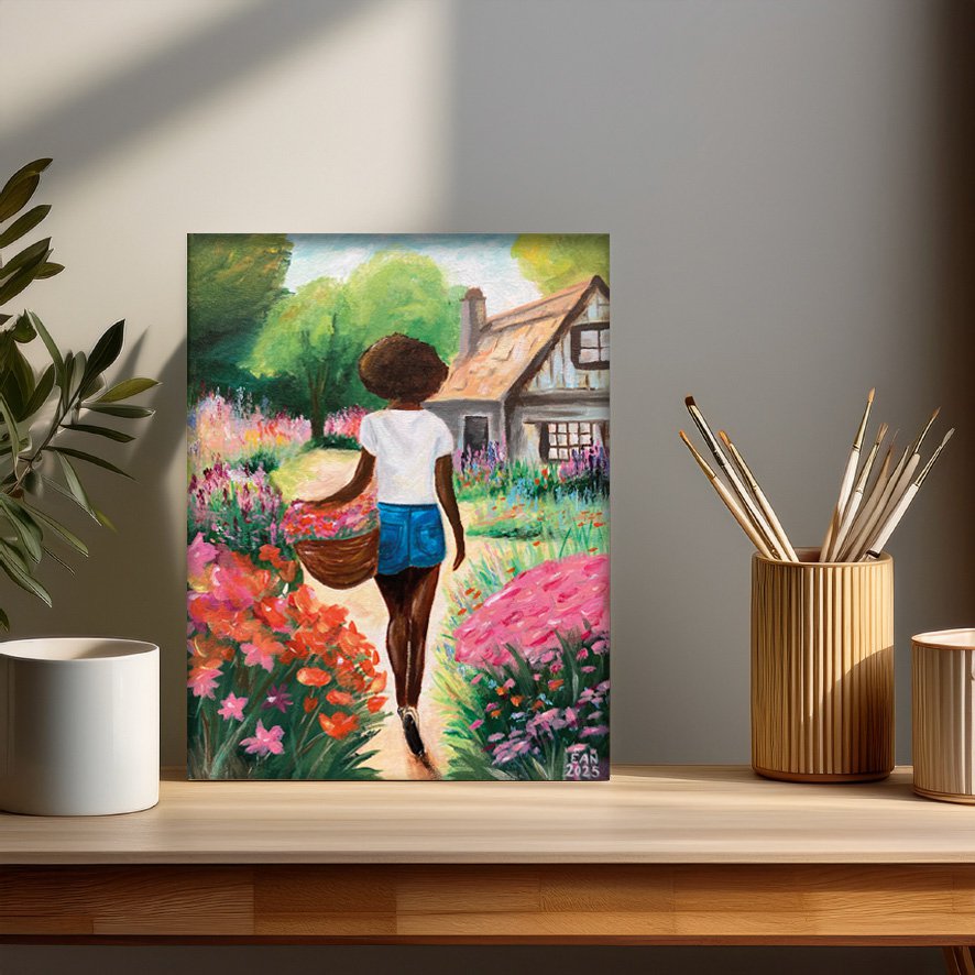 Woman in the Garden Poster A4 | Botanical Art Print | Studio Praise