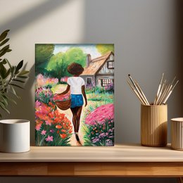 Póster Mujer en el jardín A4 | Impresión de arte botánico ? Elogio del estudio