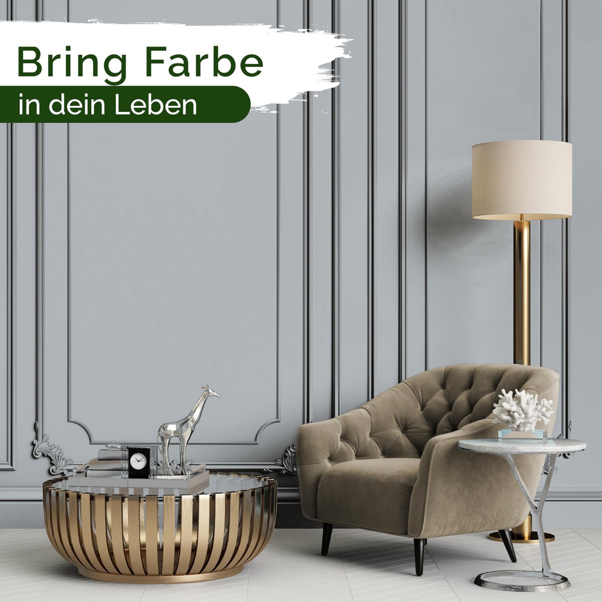 Veluxis® Wandfarbe Grau für den Innenraum - 5 Liter & Deckkraft-Klasse 1, Streifenfrei, tropfarm & Öko Farbe, VOC-frei - (Sesame Ice Cream)