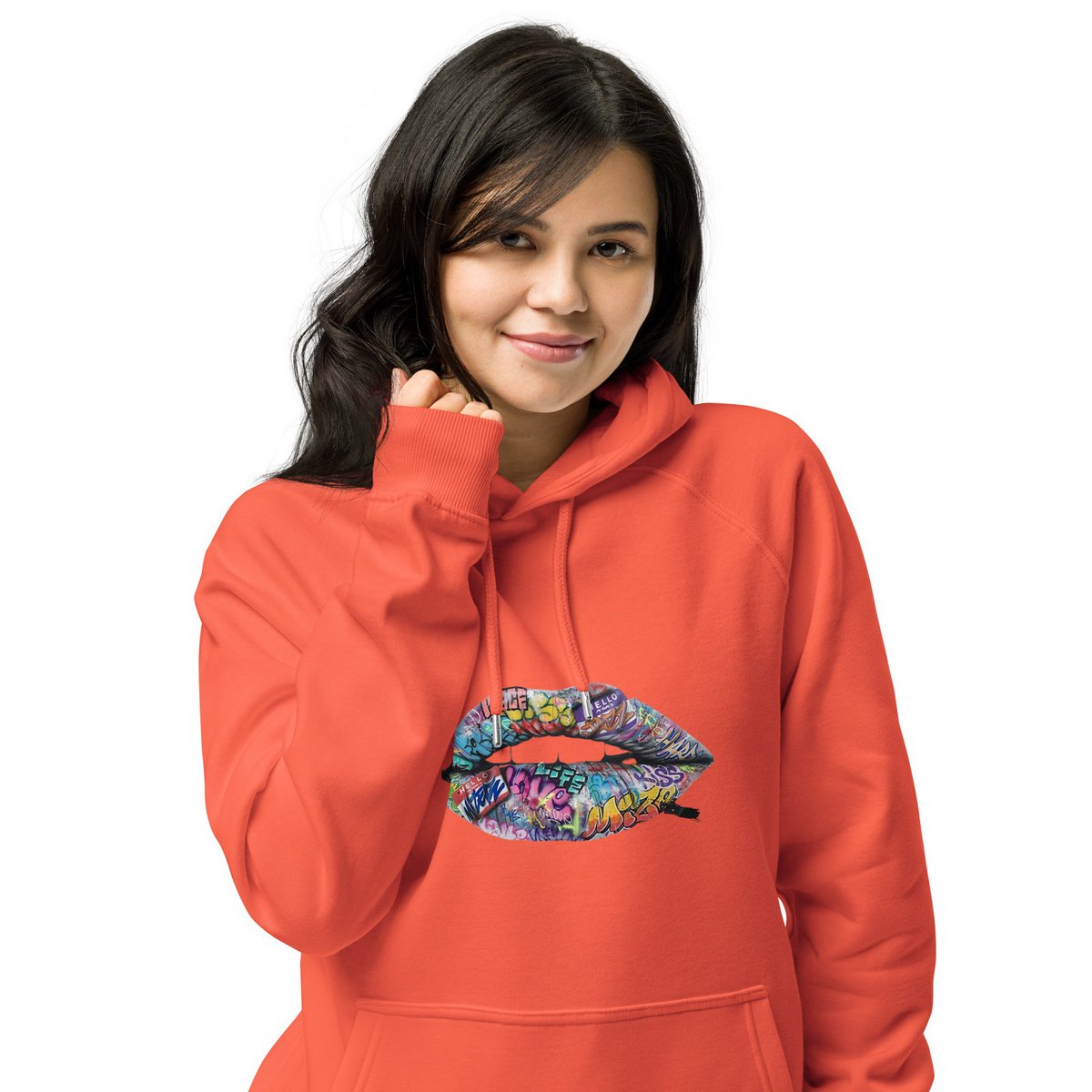 Lipstickjungle unisex økologisk raglan hættetrøje