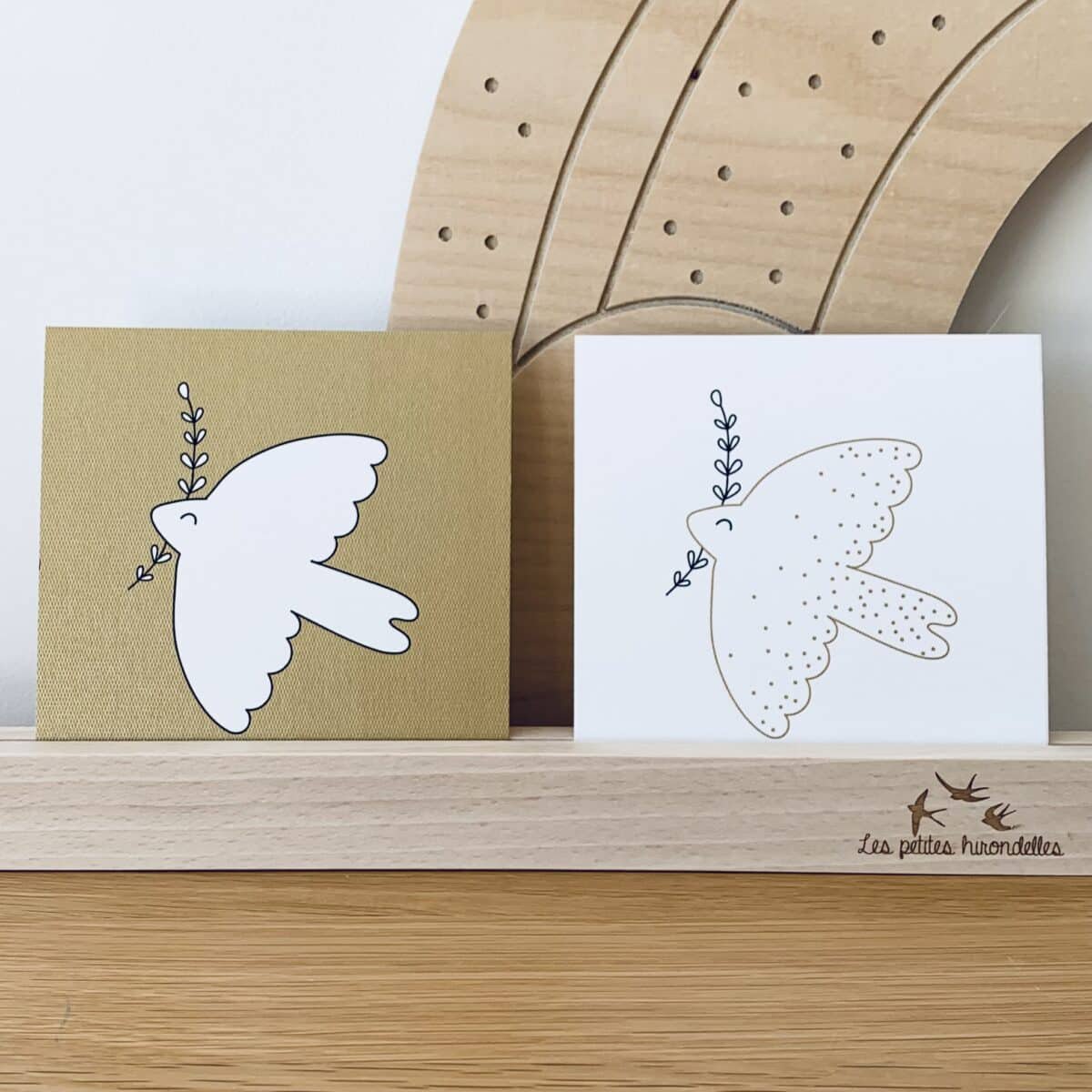 Card and envelope - Colombe Baptême Blanc
