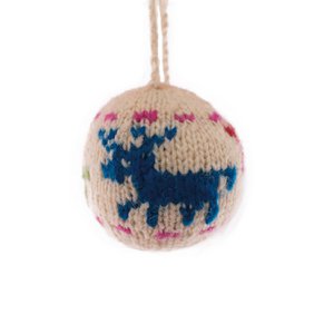 Christmas ball deer motif colored, 100% sheep wool