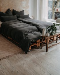 Muslin bed linen “Eliane” • Anthracite