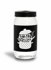 Vorratsglas aus Glas, 1 l, schwarzer Küchenkanister