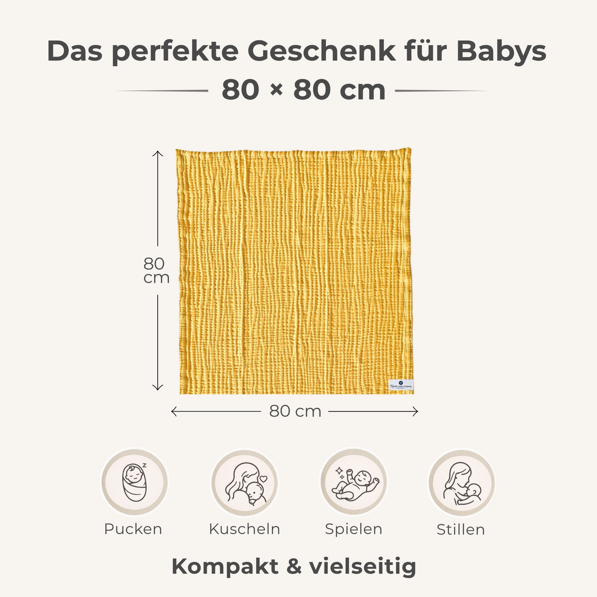 Curry yellow 4 in 1 Muslin Baby Blanket