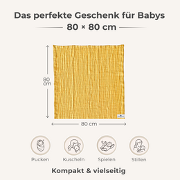 Curry yellow 4 in 1 Muslin Baby Blanket