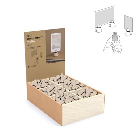 Display voller 120 schwarzer „i-cone“ Foto- und Memoclips aus Holz + kostenloses Display