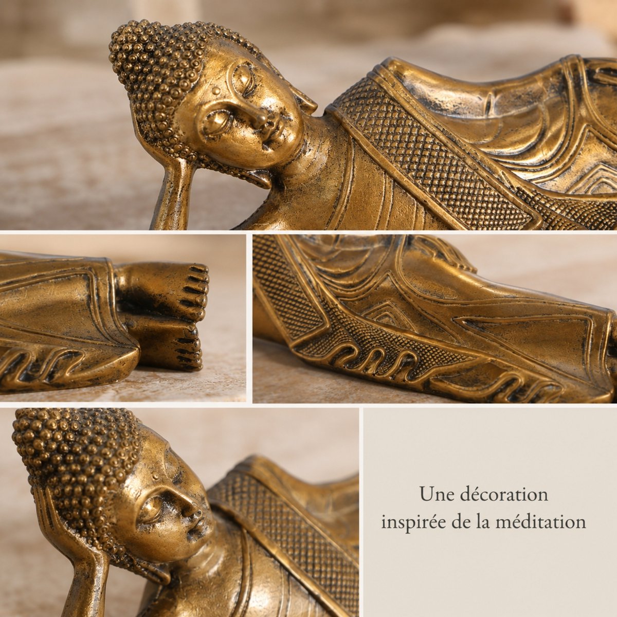 Reclining Buddha Statue - Zen and Feng Shui Decoration - Lucky Object - Zen Gift Idea