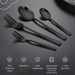 Besteckset Essential – 12 Personen / Schwarzer 18,0-Edelstahl