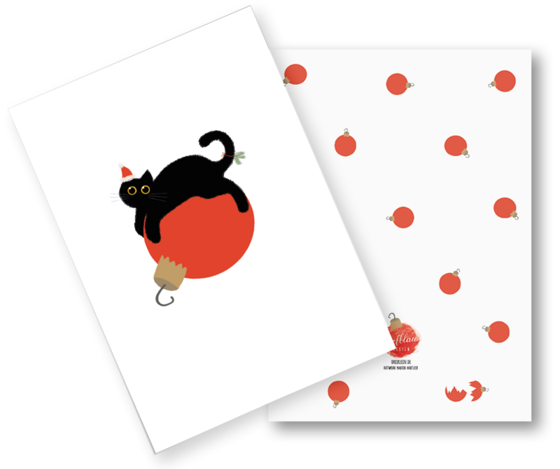 Carte de Noël chats (carte pliante avec enveloppe) "Christmas Kitten"