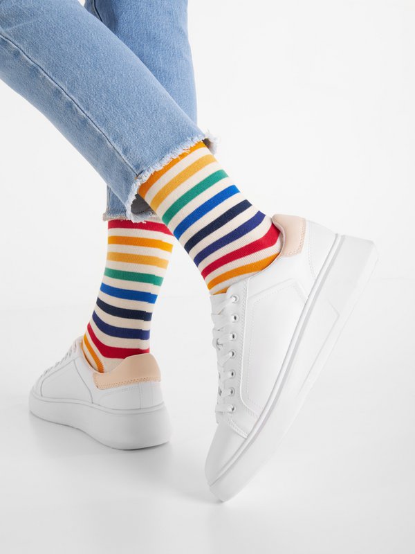 Organic Socks Arcoiris - Kolorowe skarpetki w paski, skarpetki w kolorowe paski