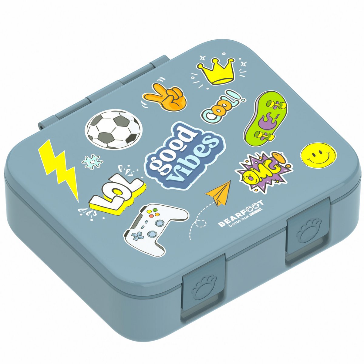 Leaf kan met compartimenten, licht en lek - sticker blauw