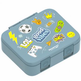 Leaf kan met compartimenten, licht en lek - sticker blauw